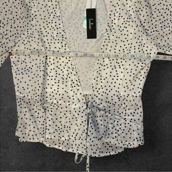 Lulus Destini Polka Dot Wrap Blouse Size Medium NWT - Picture 8 of 11
